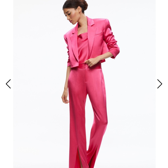 Alice + Olivia Pink Cropped Blazer Structured Suit Jacket - Picture 3 of 15